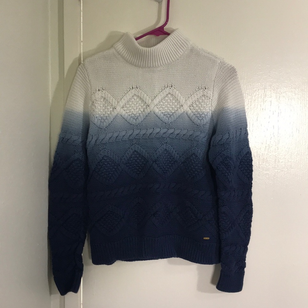 Winter White to Blue Ombré Knit Sweater